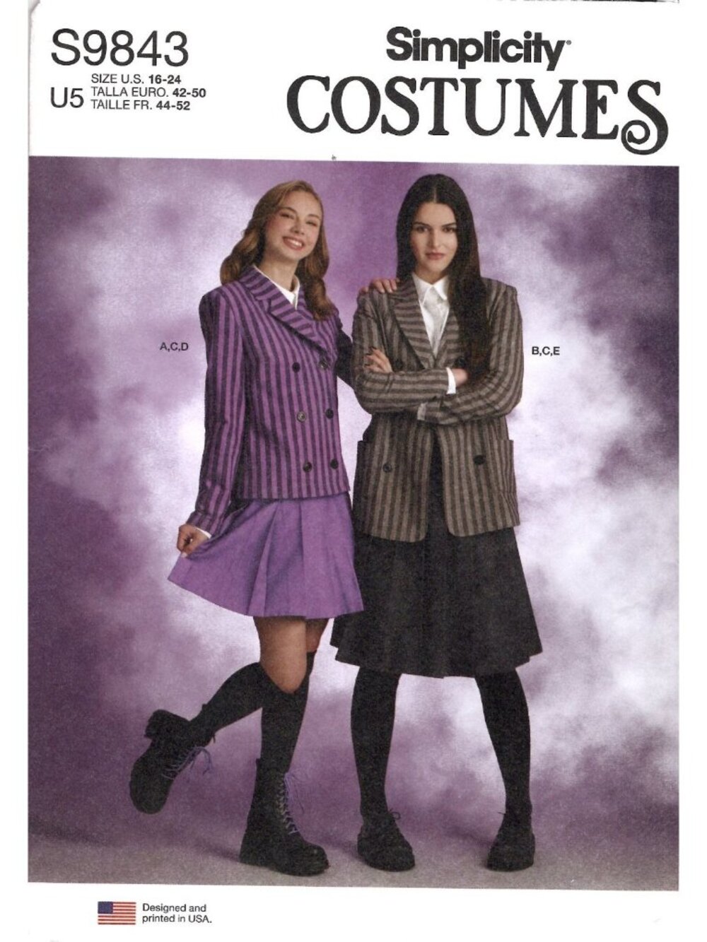 Simplicity S9843 Women 16 to 24 Wednesday Halloween Costume Uncut Sewing Pattern